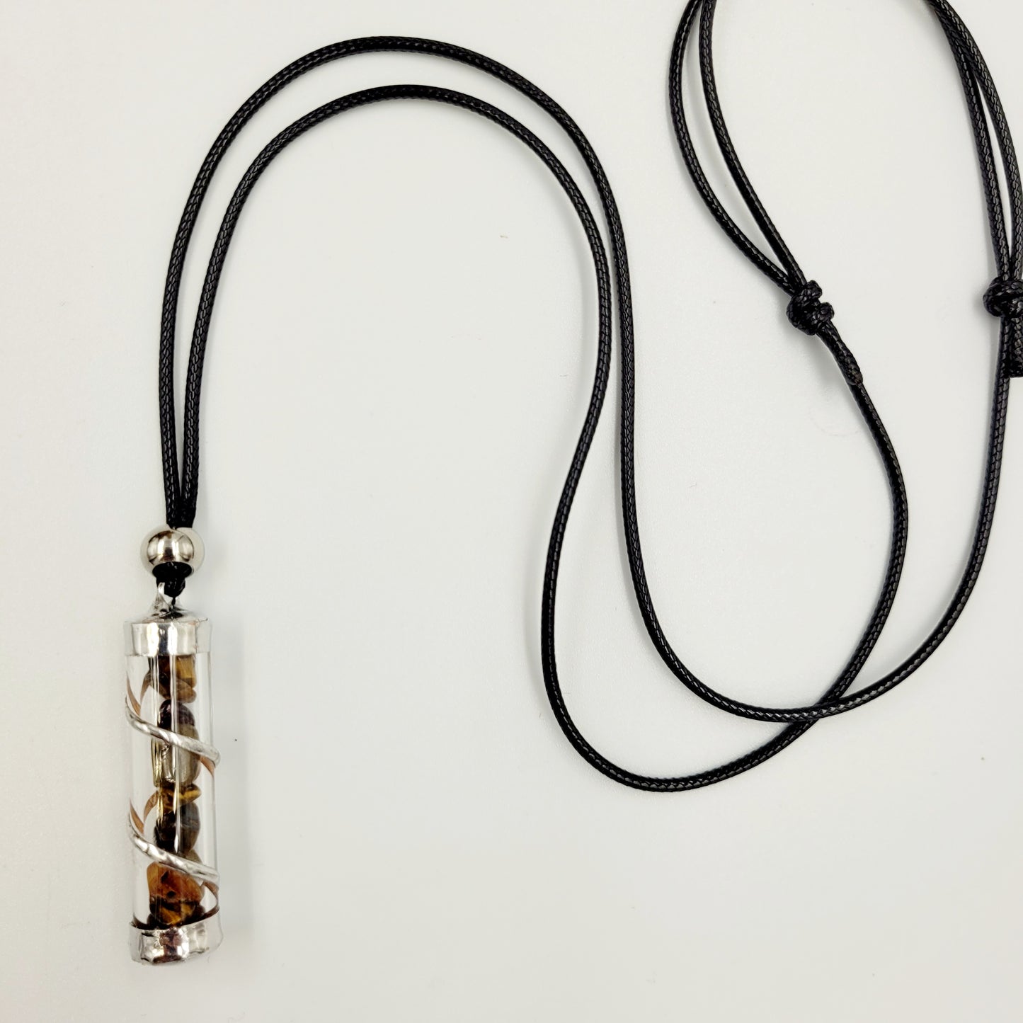 Tiger Eye Crystal Filled Tube Necklace