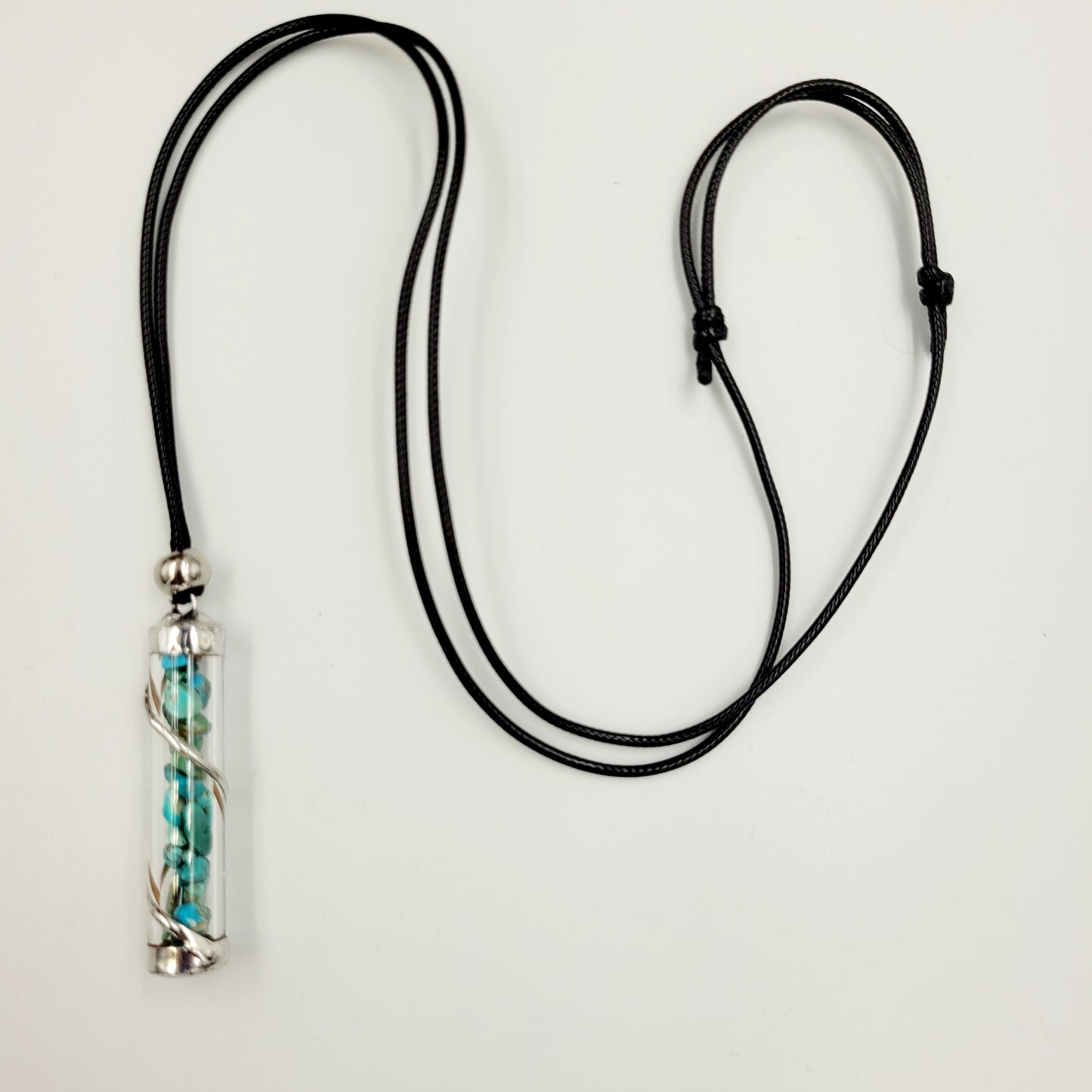 Turquoise Crystal Filled Tube Necklace