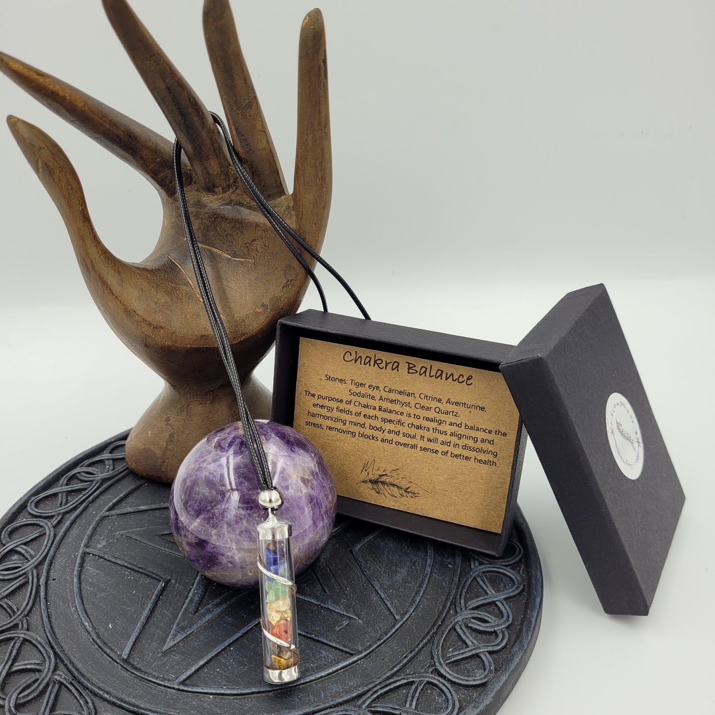 Chakra Balance Crystal Filled Tube Necklace