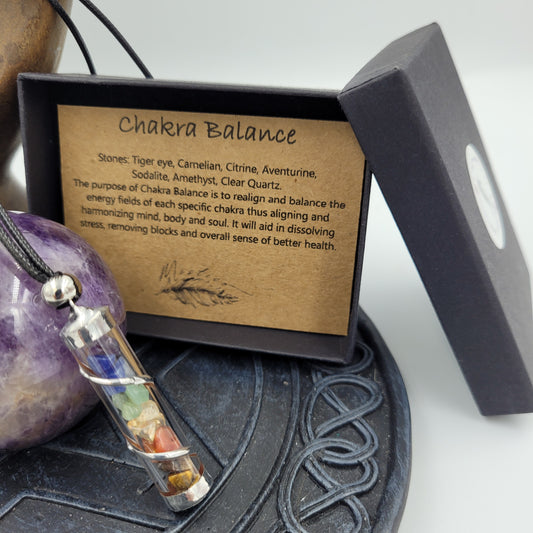 Chakra Balance Crystal Filled Tube Necklace