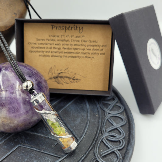 Prosperity Crystal Filled Tube Necklace