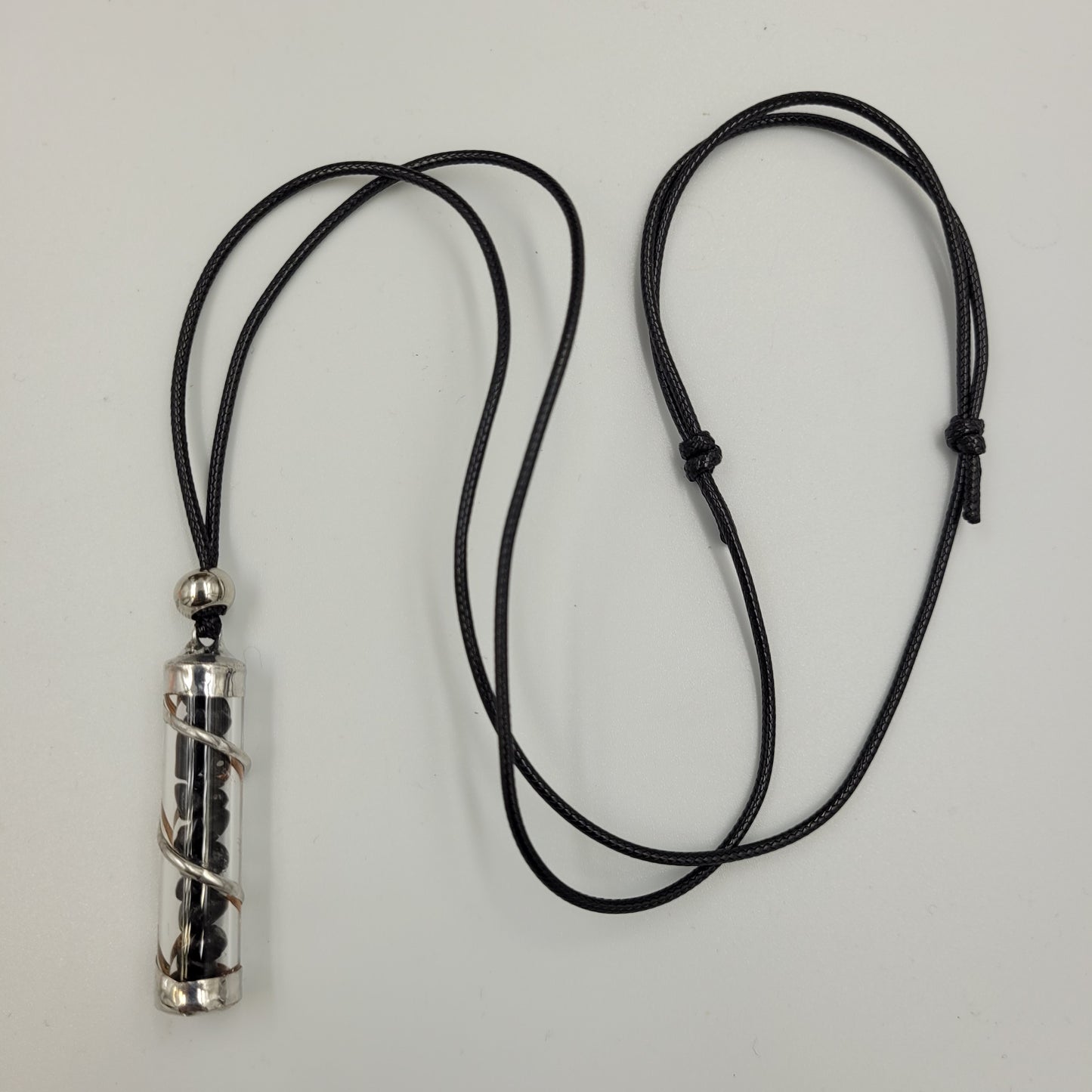 Obsidian Crystal Filled Tube Necklace