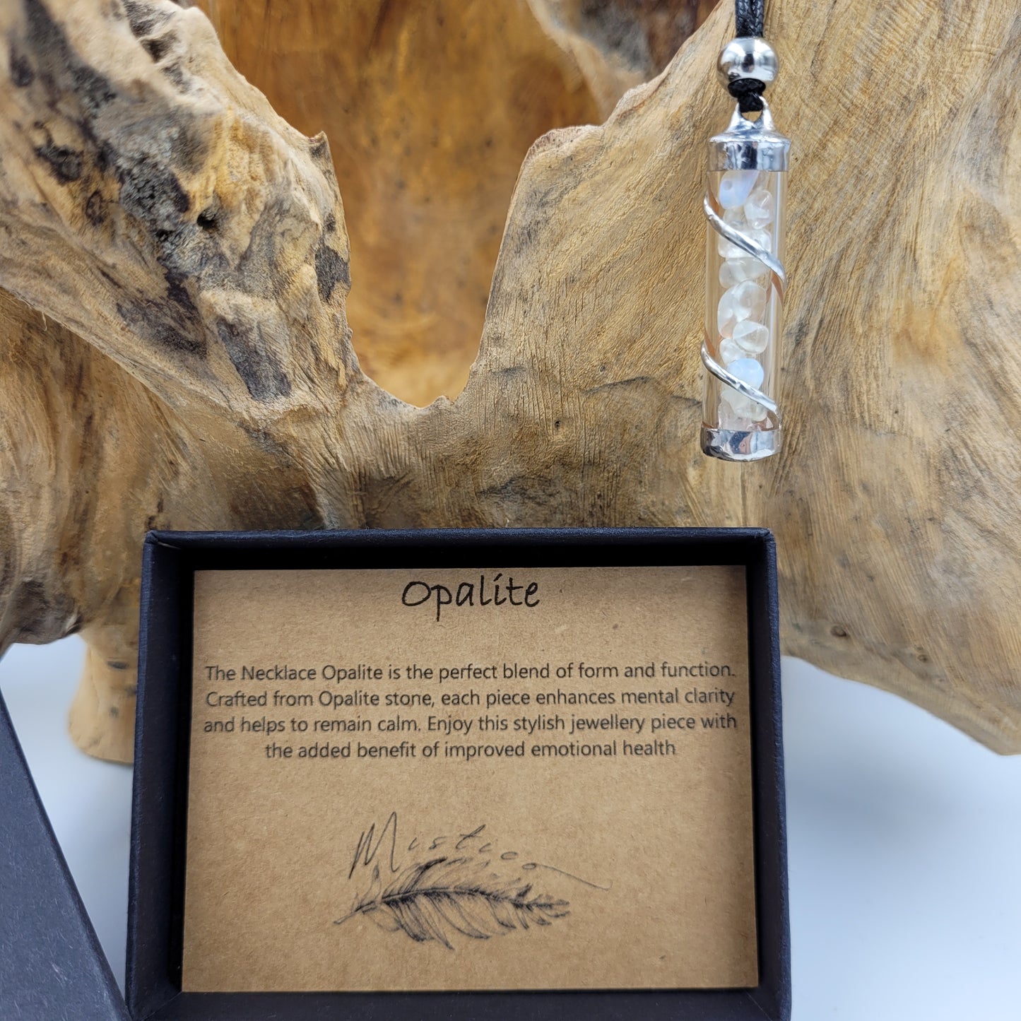 Opalite Crystal Filled Tube Necklace