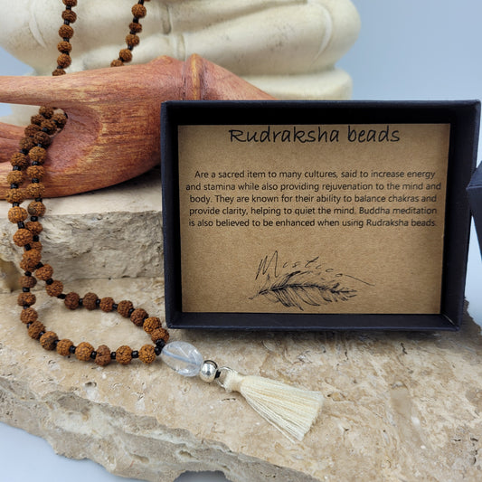 Rudraksha Beads /Clear Quartz Necklace