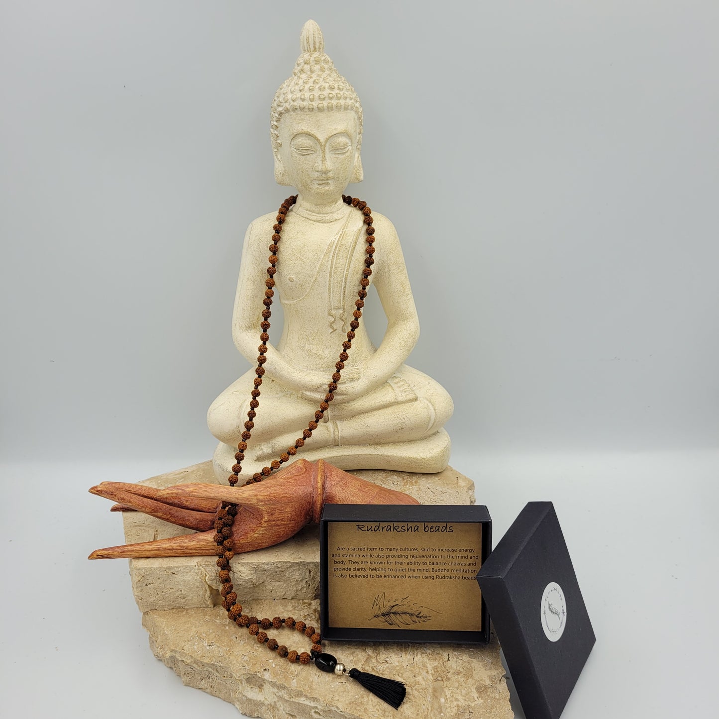 Rudraksha Beads/ Obsidian Necklace