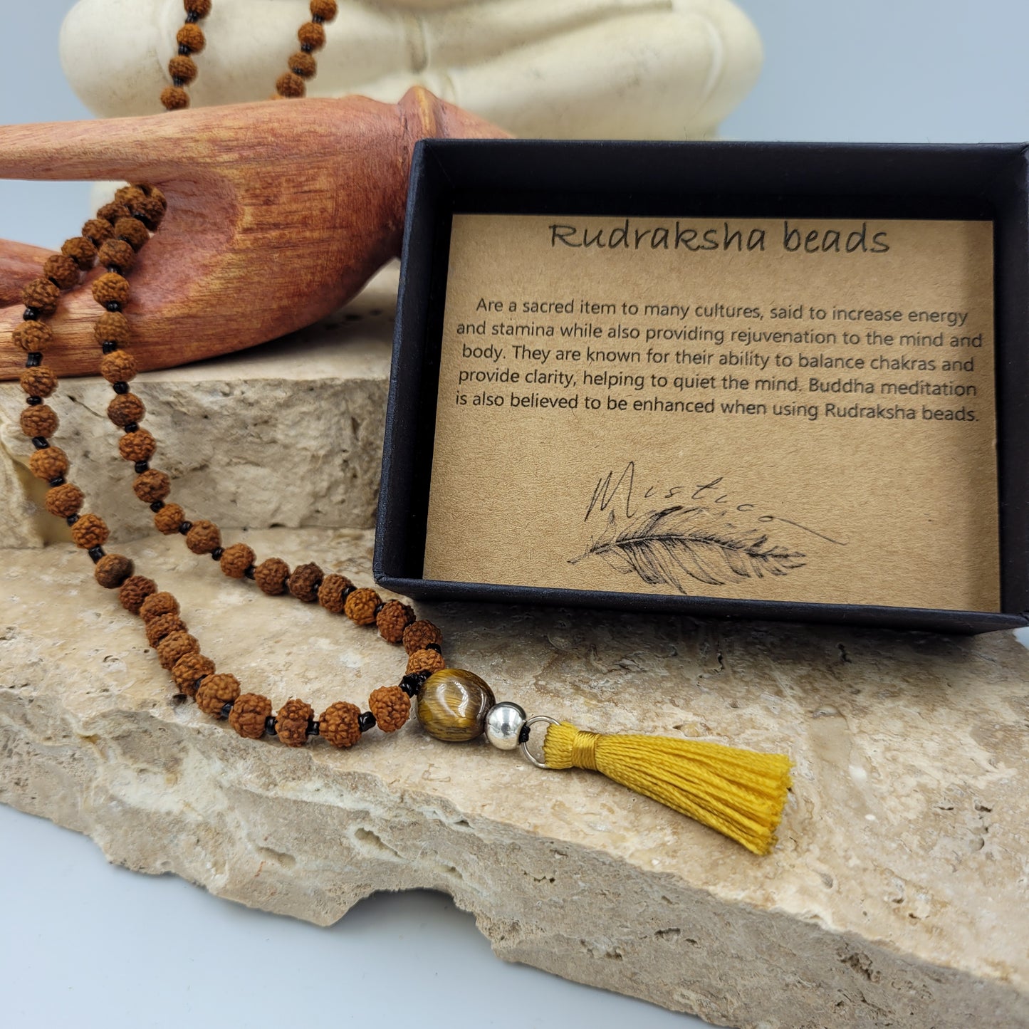 Rudraksha Beads/Tiger Eye Necklace