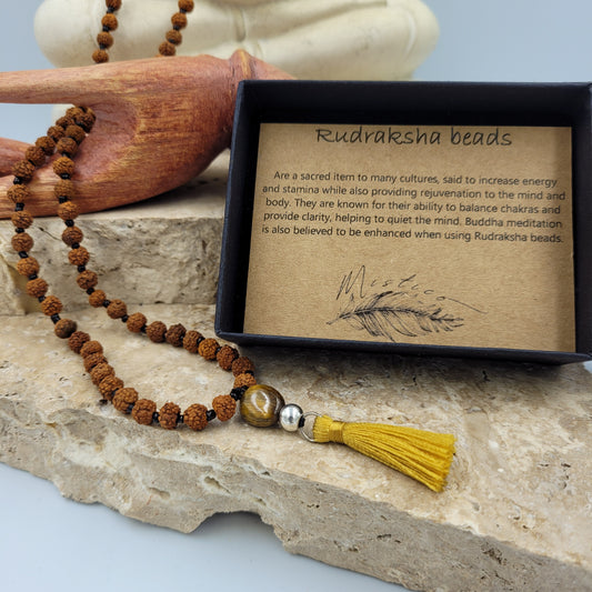 Rudraksha Beads/Tiger Eye Necklace