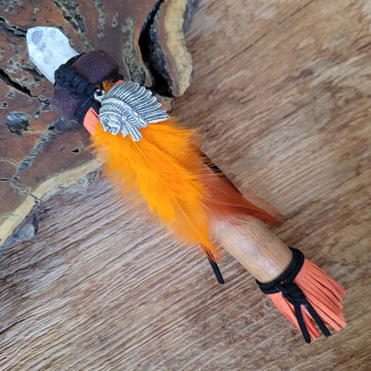 Indian Wand Indian,Clear Quartz