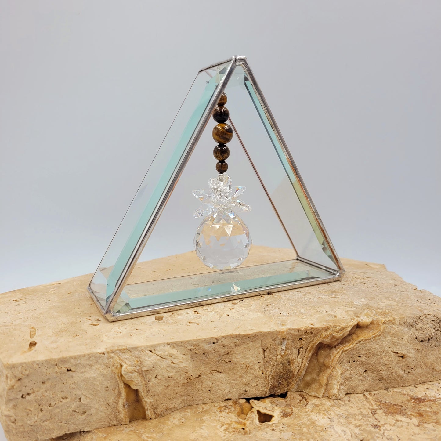 Triangle Cluster Crystal Sphere - Tiger Eye