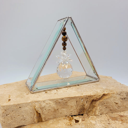 Triangle Cluster Crystal Sphere - Tiger Eye