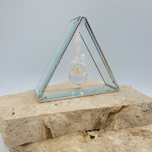 Triangle Cluster Crystal Sphere - Rose Quartz