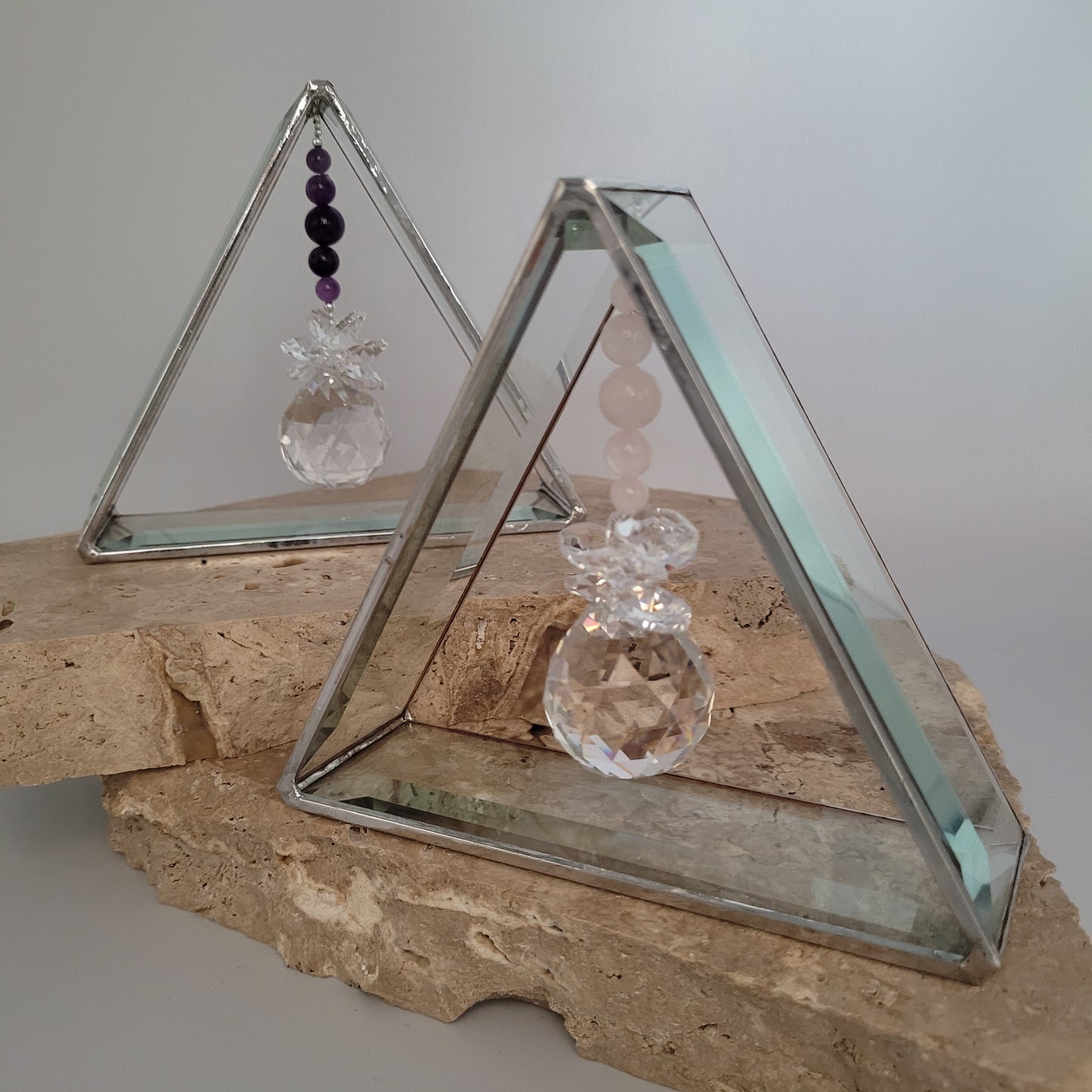 Triangle Cluster Crystal Sphere - Obsidian