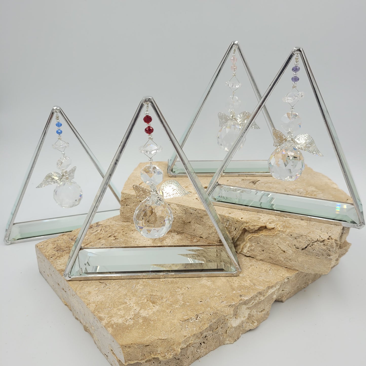 Angel Triangle Bevel Glass - Purple Crystal