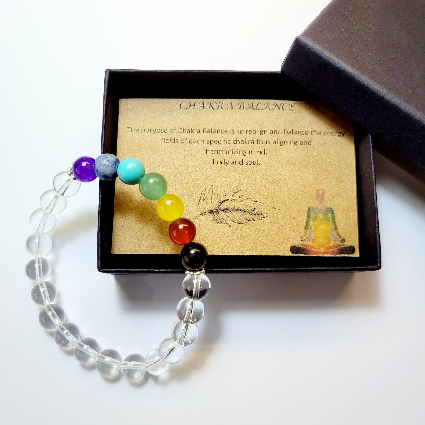 Bracelet Chakra Balance & Clear Quartz 8mm stone