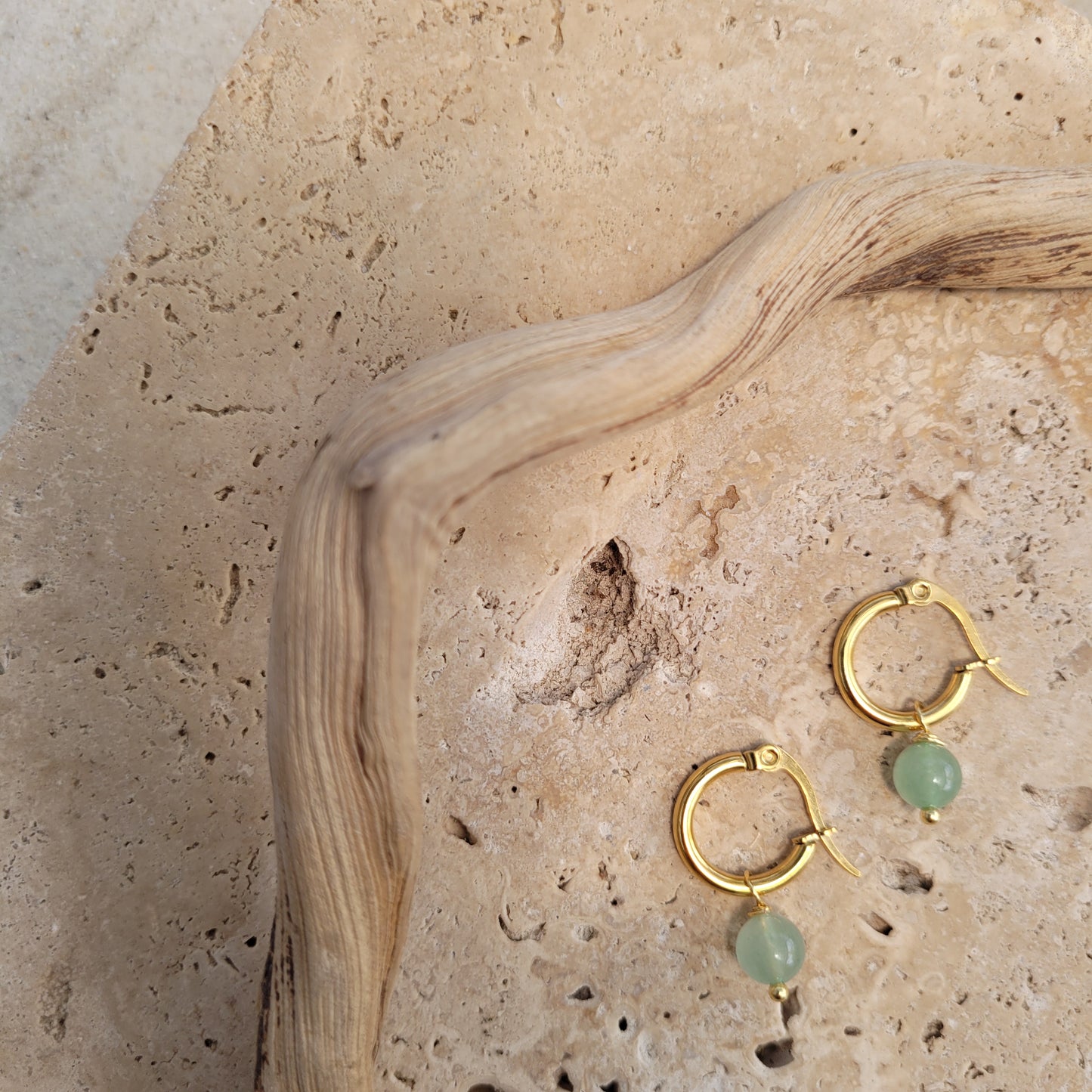 Aventurin Stone 18K Gold Plated Earring