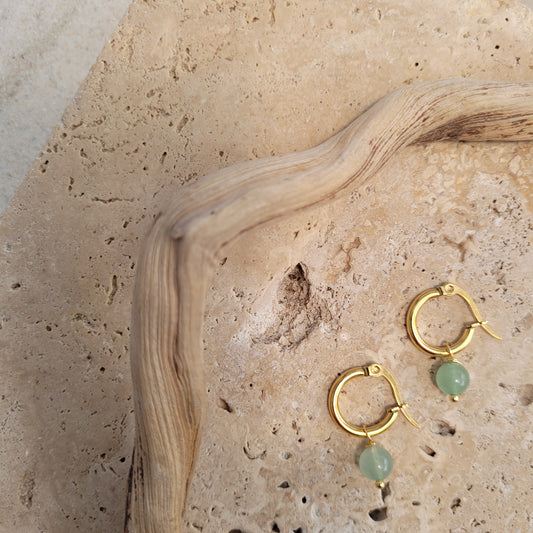 Aventurin Stone 18K Gold Plated Earring