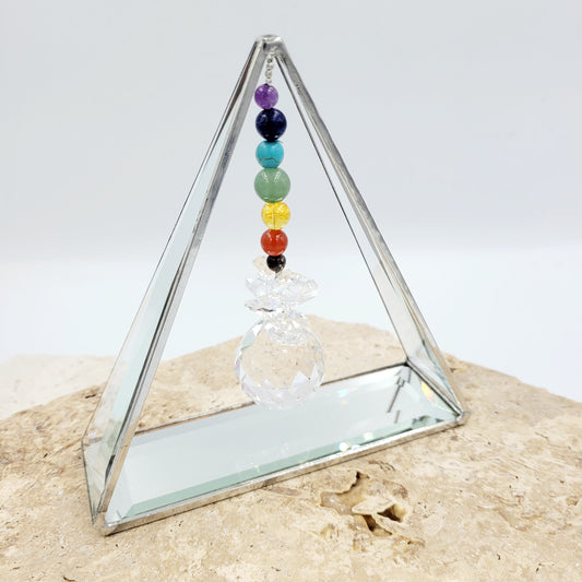 Triangle Bevel Glass Chakra Balance Crystal