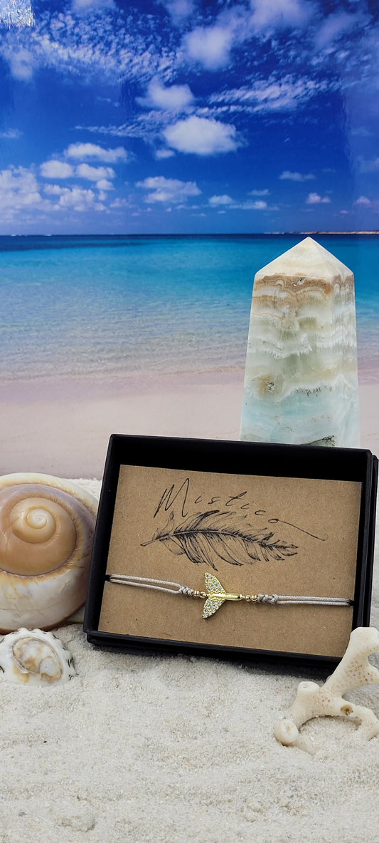 Dolphin Tail Zircon Grey String Bracelet