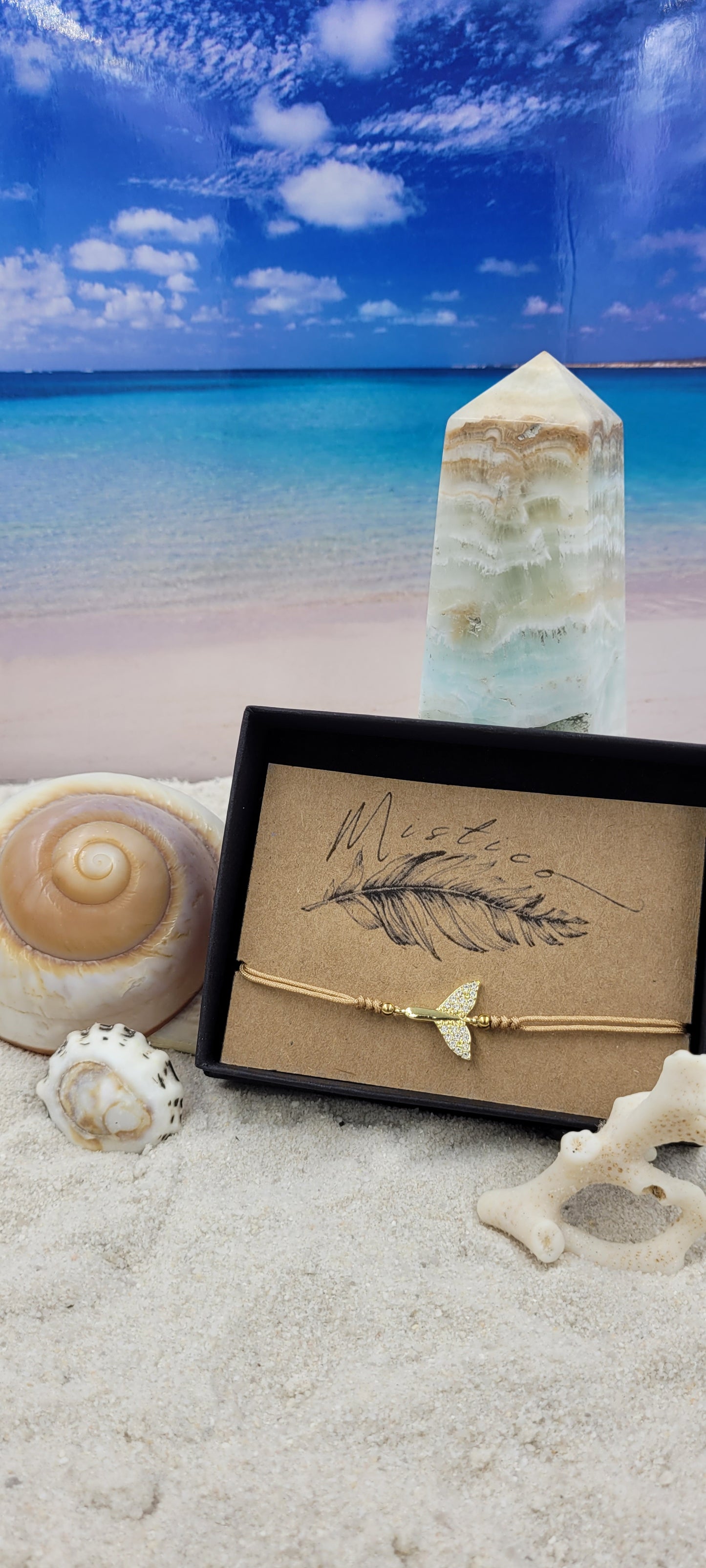 Dolphin Tail Zircon beige String Bracelet