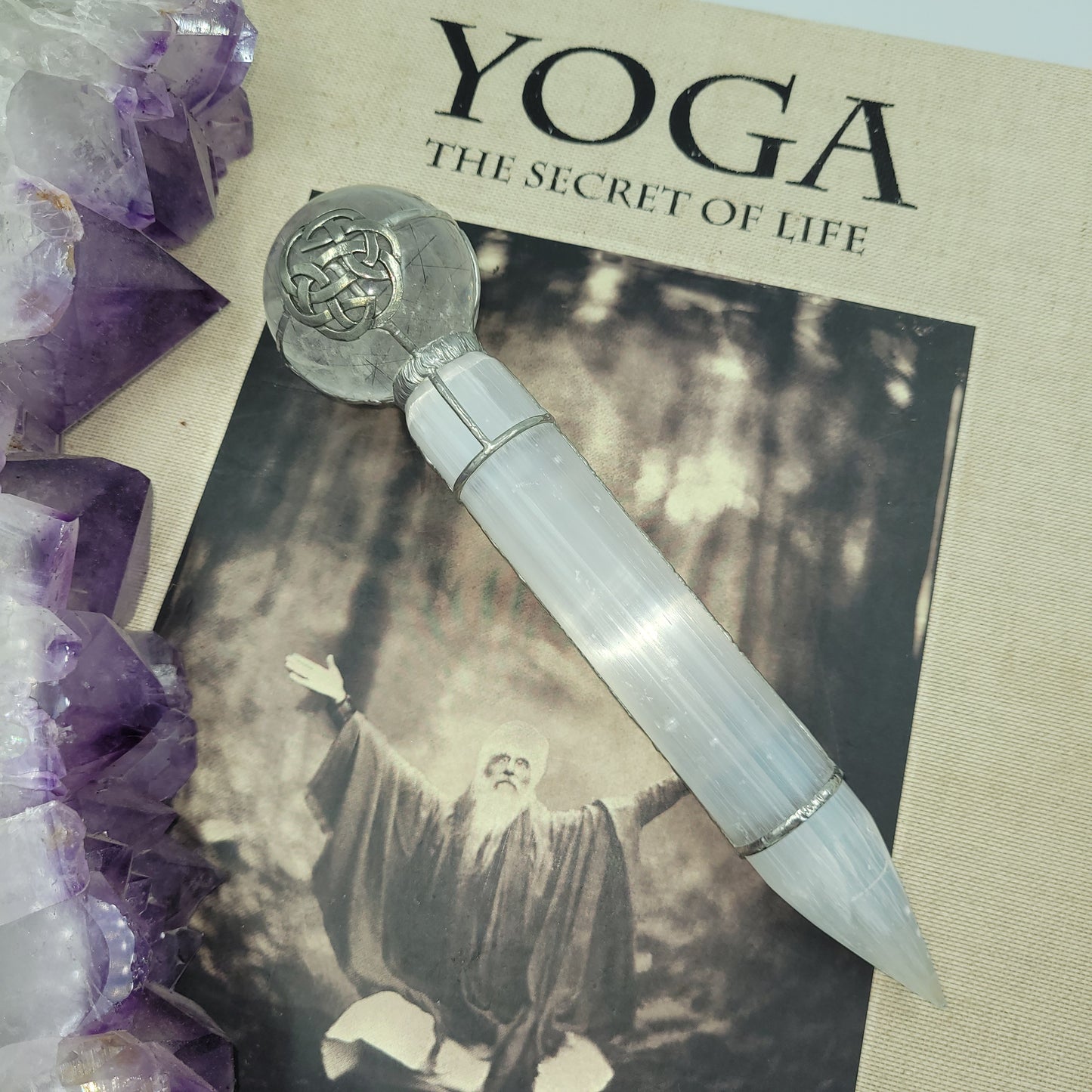 Exclusive Wand - Infinity ( Cl. Quartz with black rutilated / Selenite)