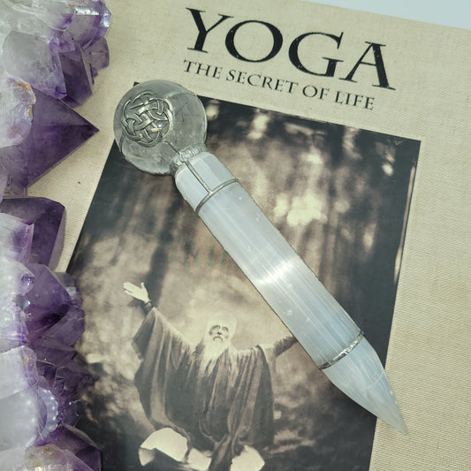 Exclusive Wand - Infinity ( Cl. Quartz with black rutilated / Selenite)