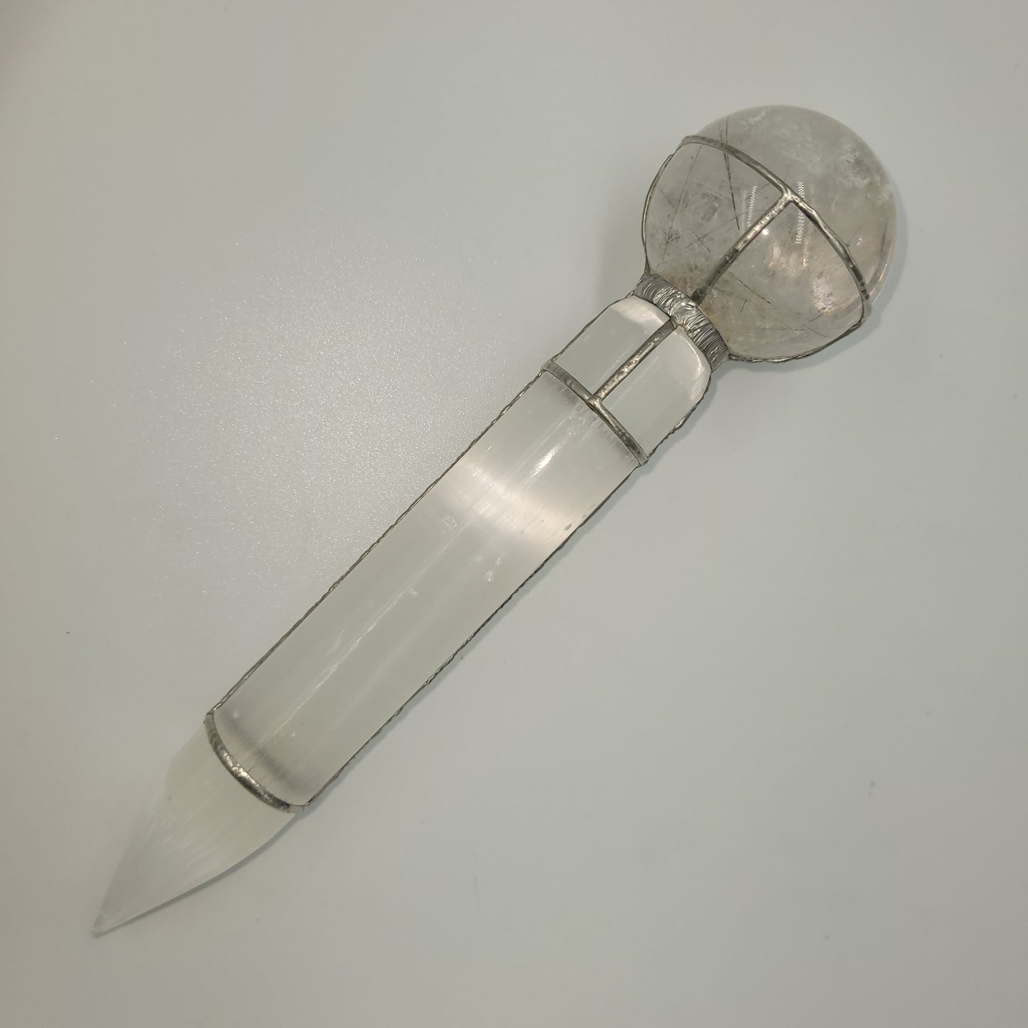 Exclusive Wand - Infinity ( Cl. Quartz with black rutilated / Selenite)