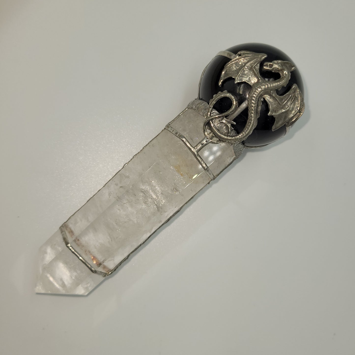 Exclusive Wand- Dragon ( Obsidian/Clear Quartz)
