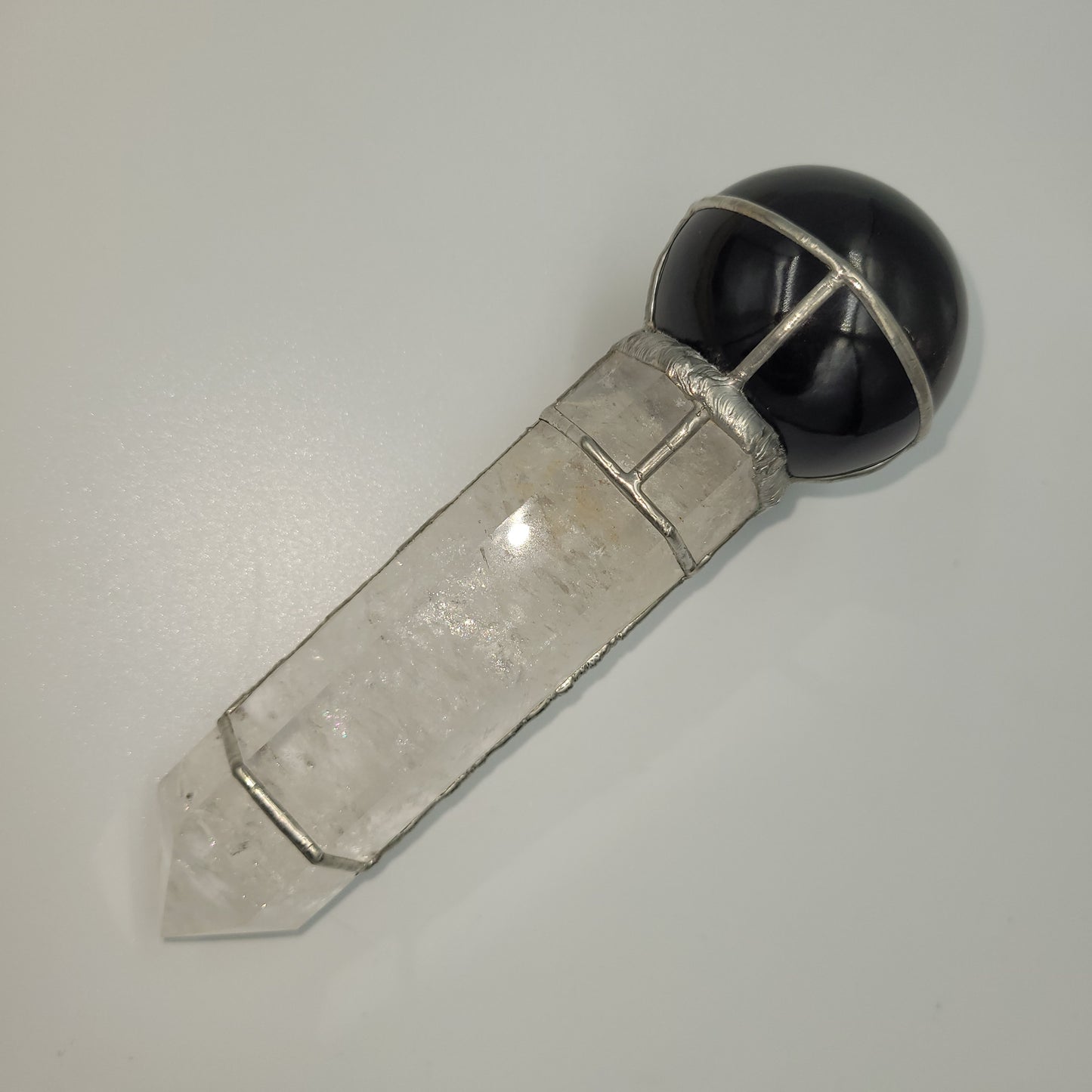 Exclusive Wand- Dragon ( Obsidian/Clear Quartz)