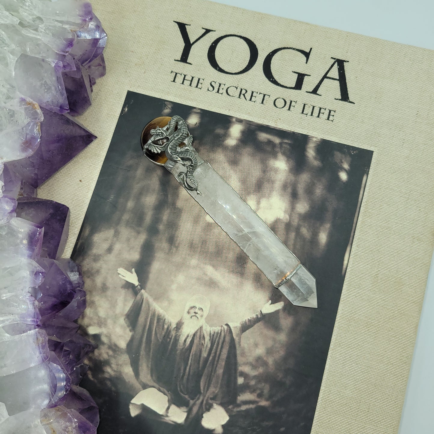 Exclusive Wand - Dragon ( Tiger Eye / Clear Quartz)