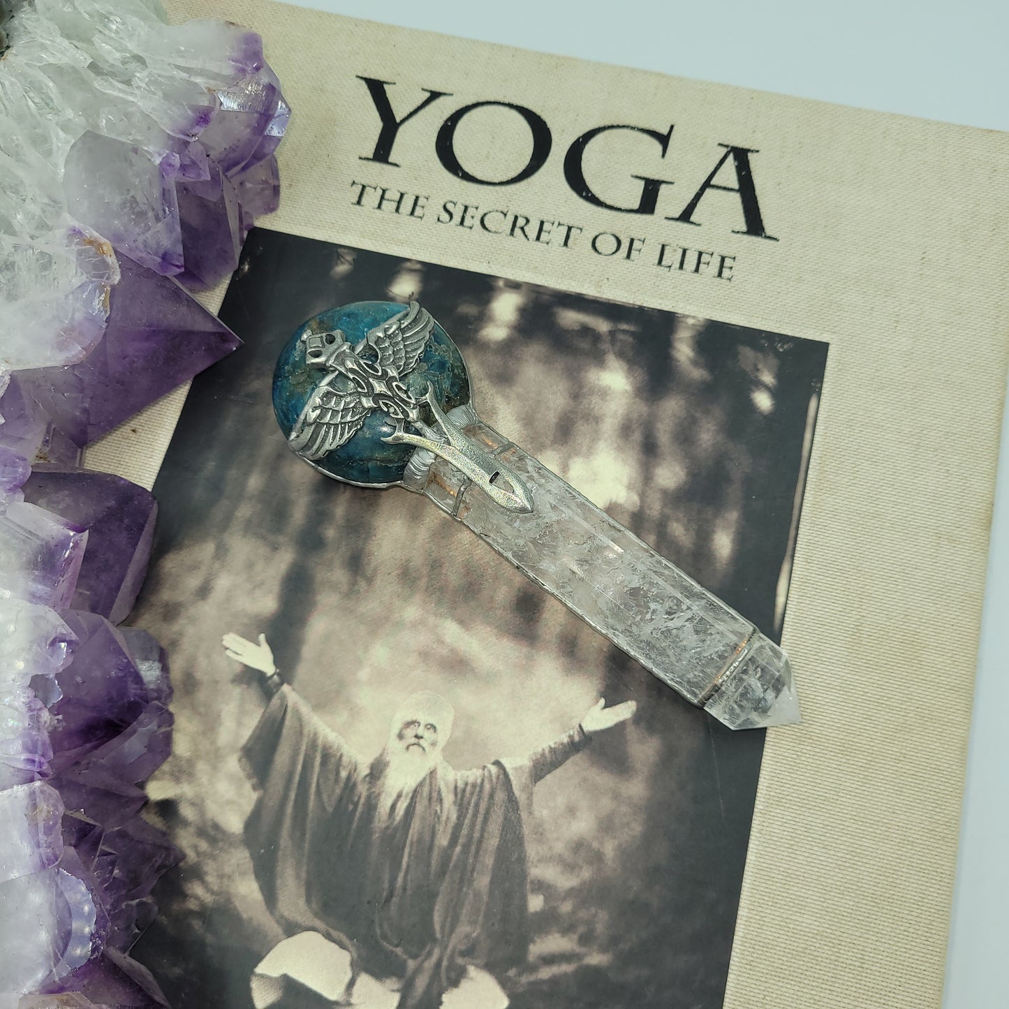 Exclusive Wand - Sword (Apatite and Clear quartz)