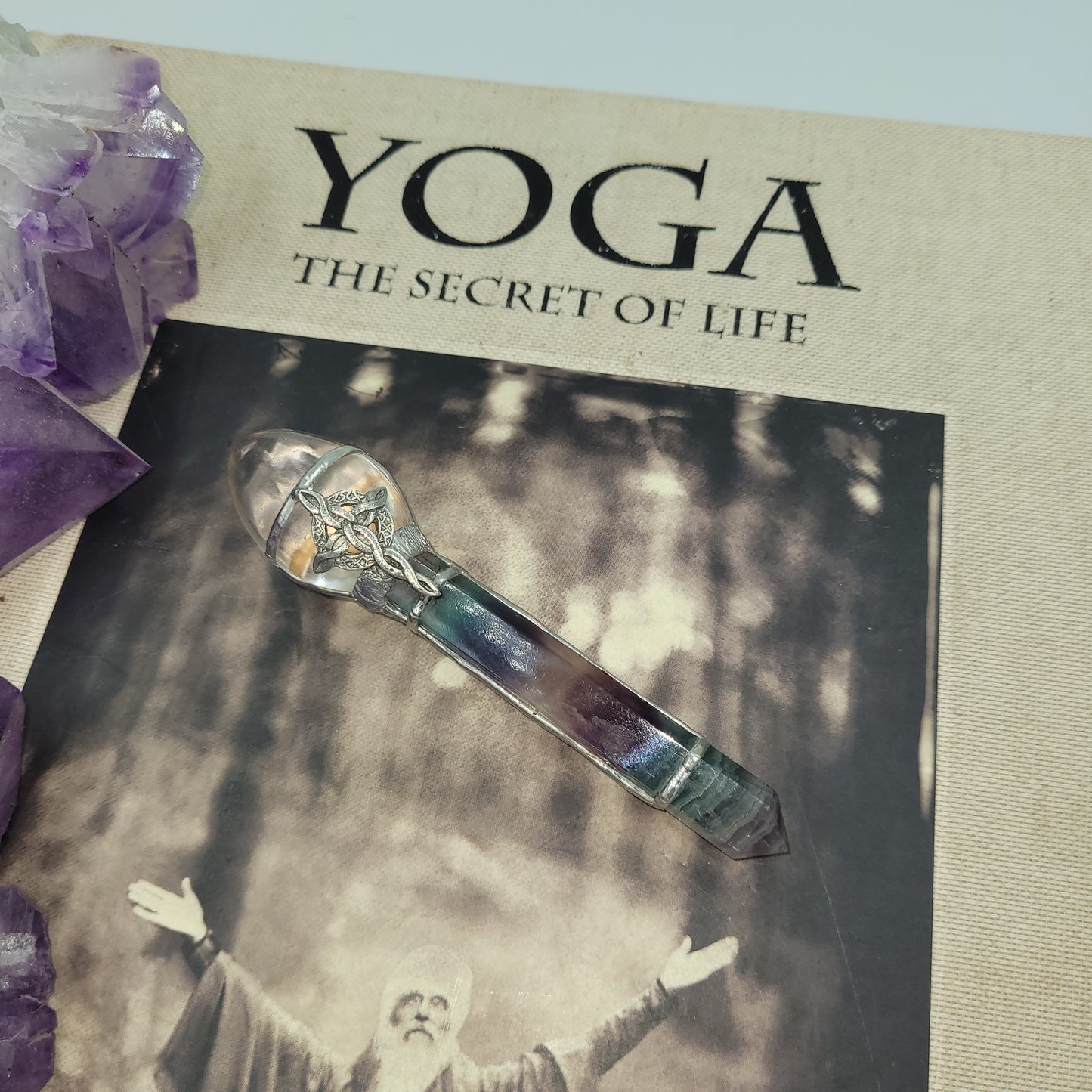 Exclusive Wand - Celtic Ankh ( Clear Quartz/ Flourite)