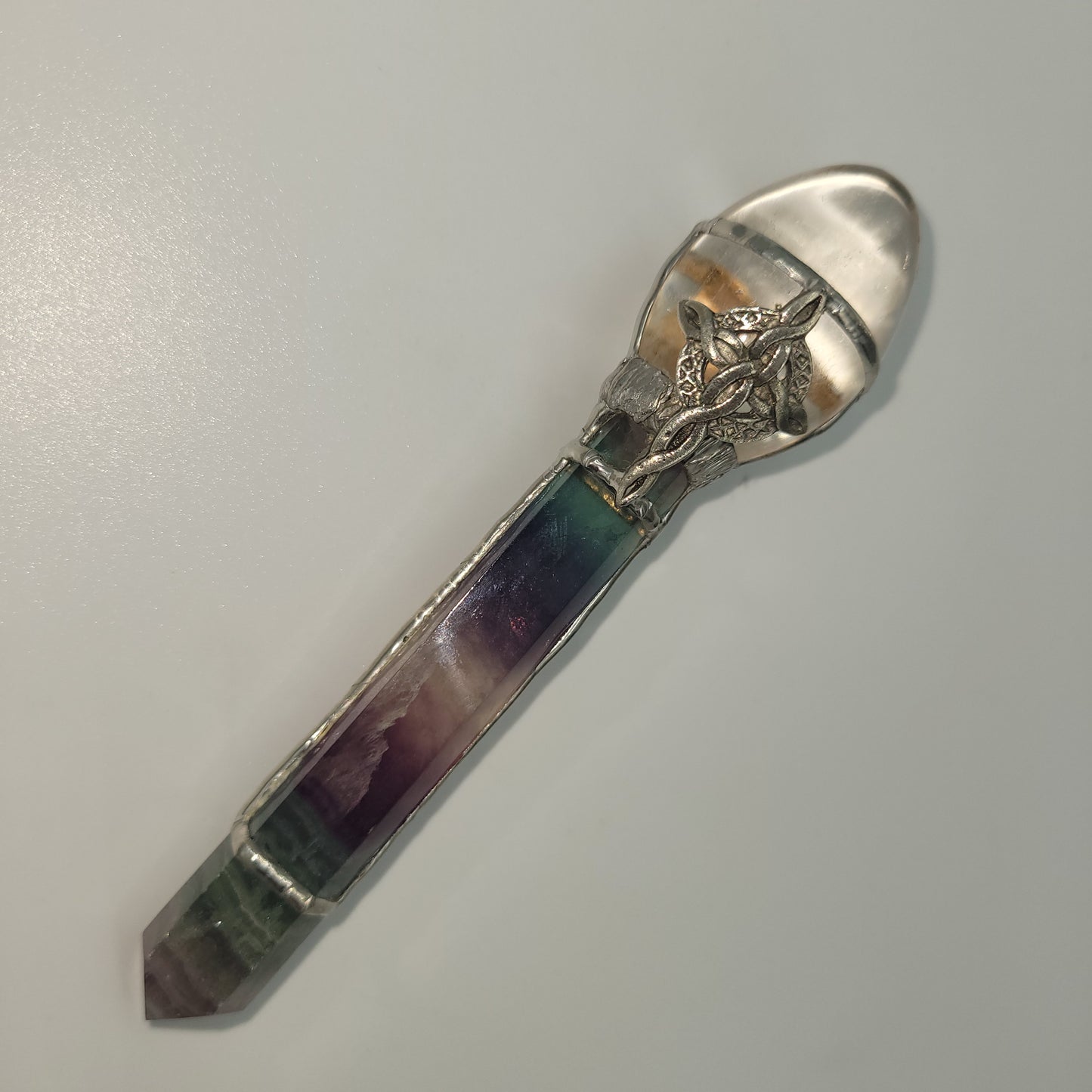 Exclusive Wand - Celtic Ankh ( Clear Quartz/ Flourite)
