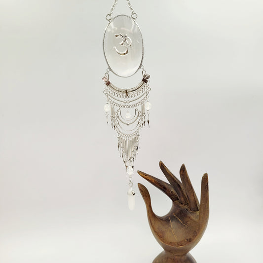 Selenite Hanging Oval / Om