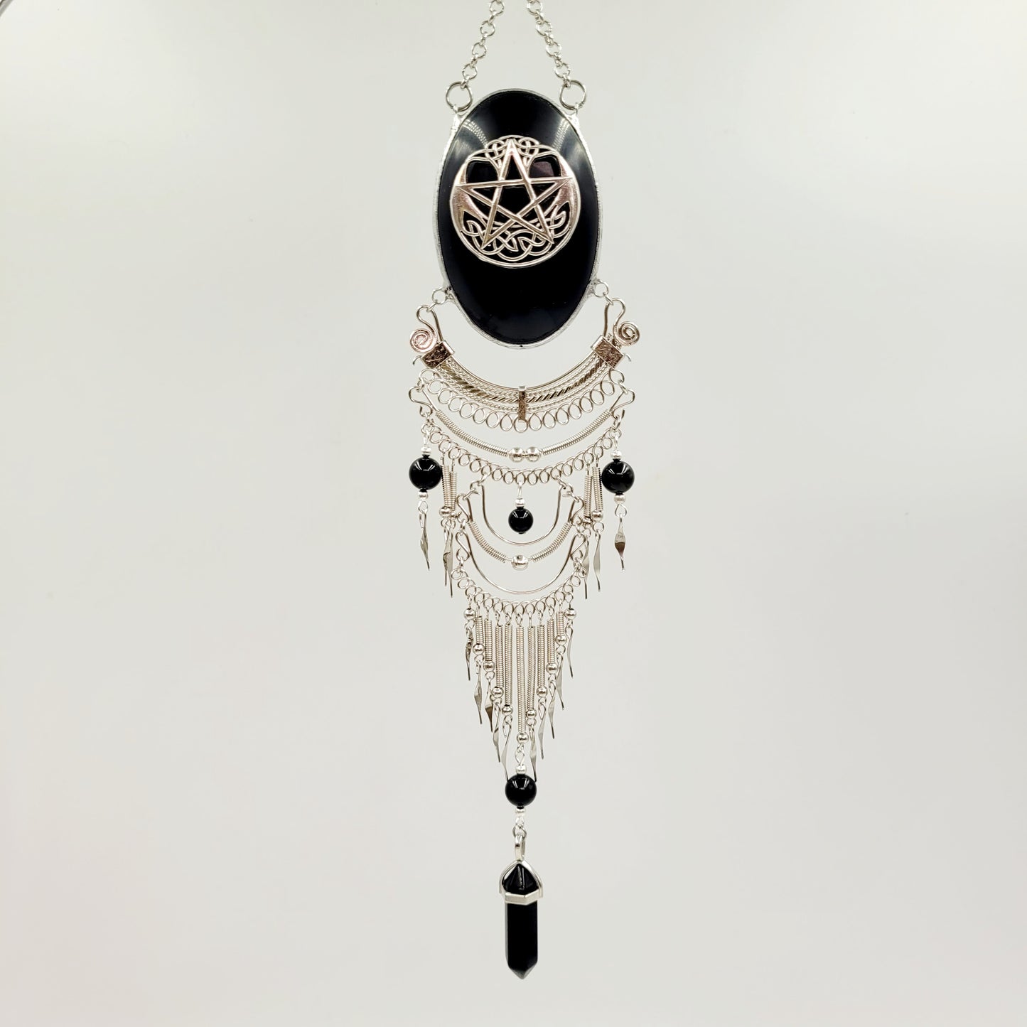Obsidian Hanging Oval / Pentagram