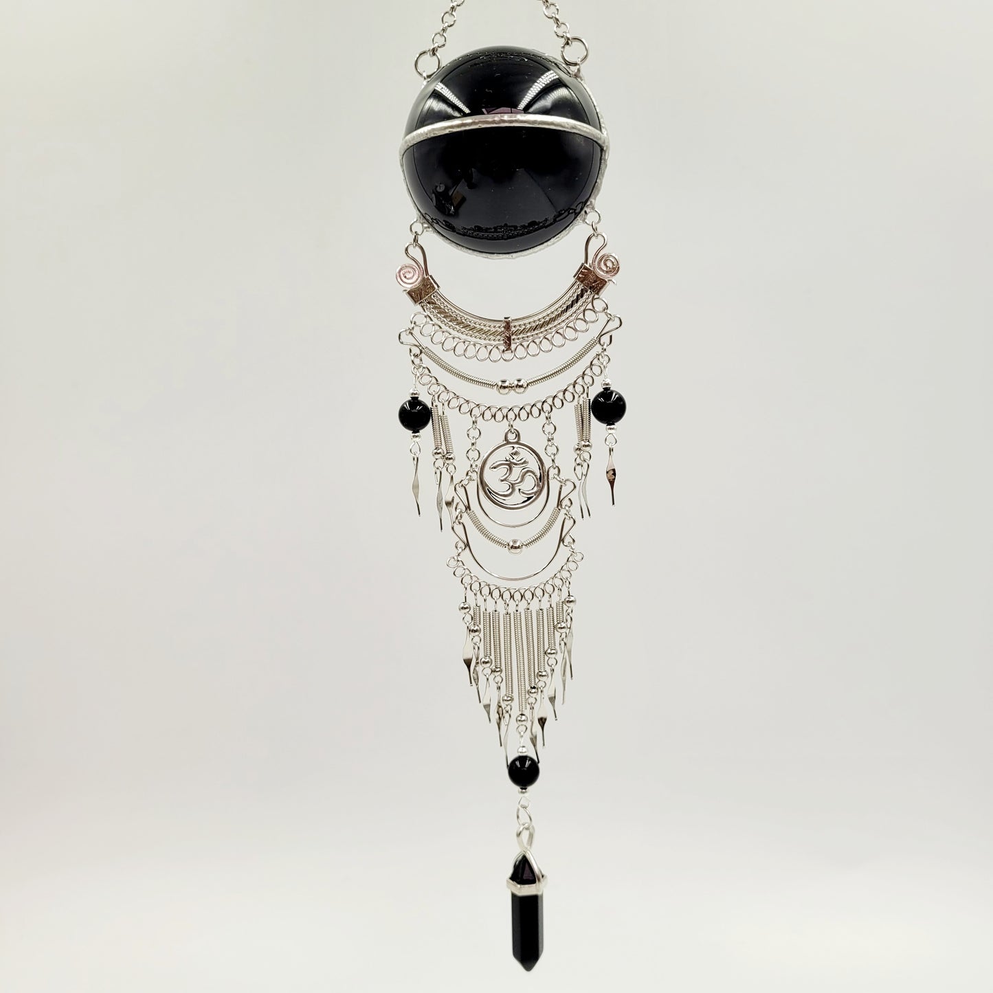 Obsidian Hanging Sphere /Om