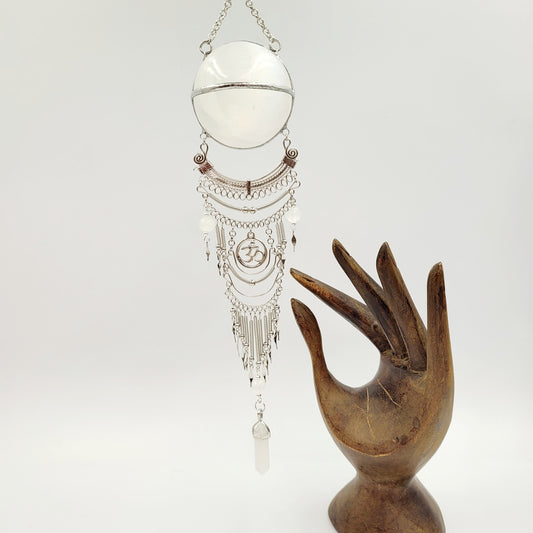 Selenite Hanging Sphere/ Om
