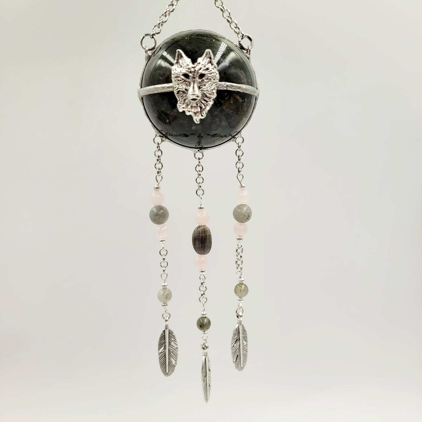 Labradorite Hanging Sphere /Wolf