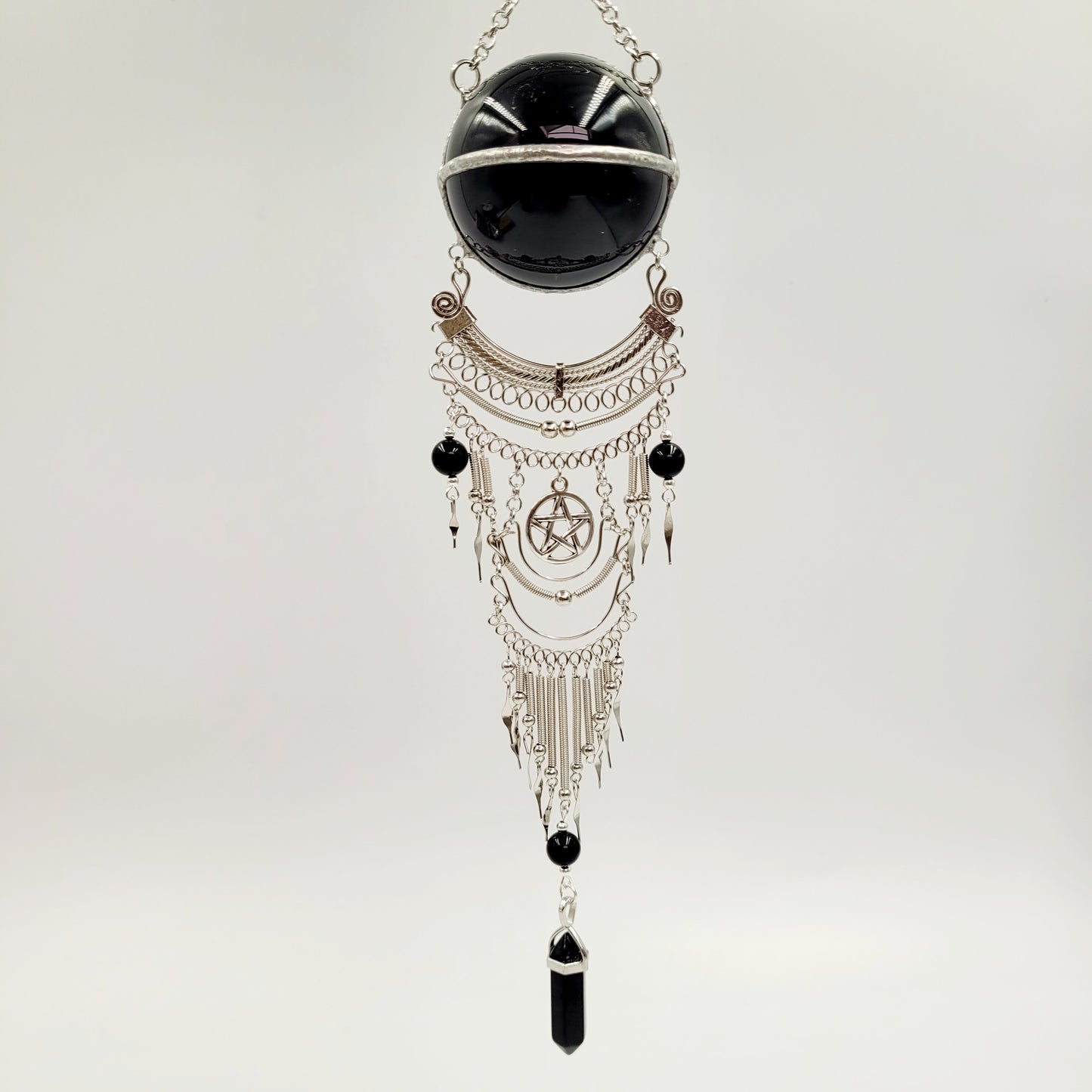 Obsidian Hanging Sphere / Pentagram