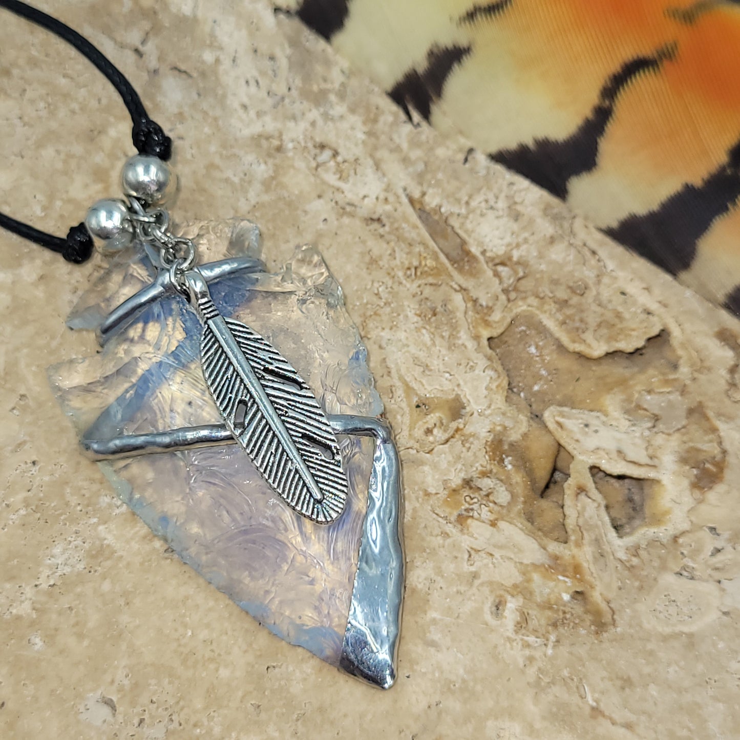 Opalite Pewter Arrowhead Necklace
