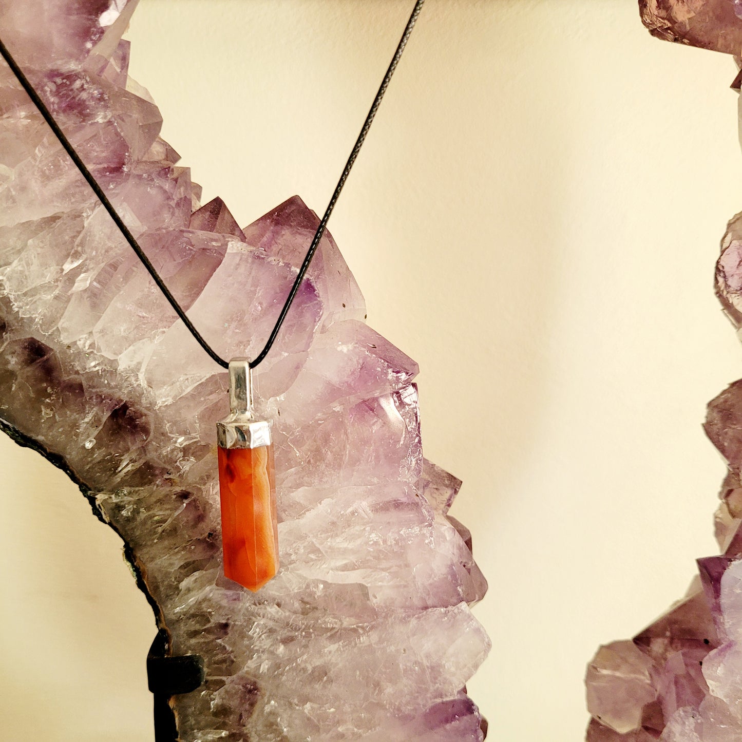 Carnelian Crystal Point Necklace