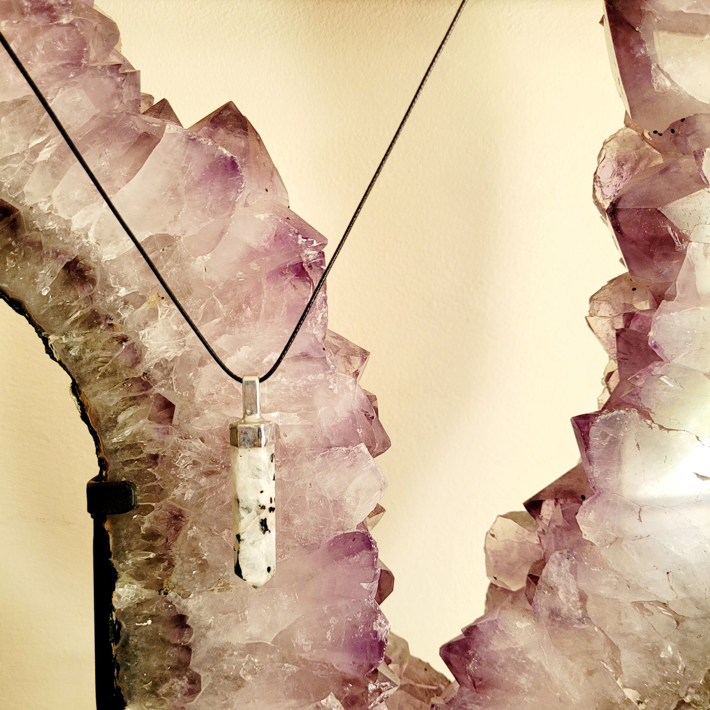 Moon Stone Crystal Point Necklace