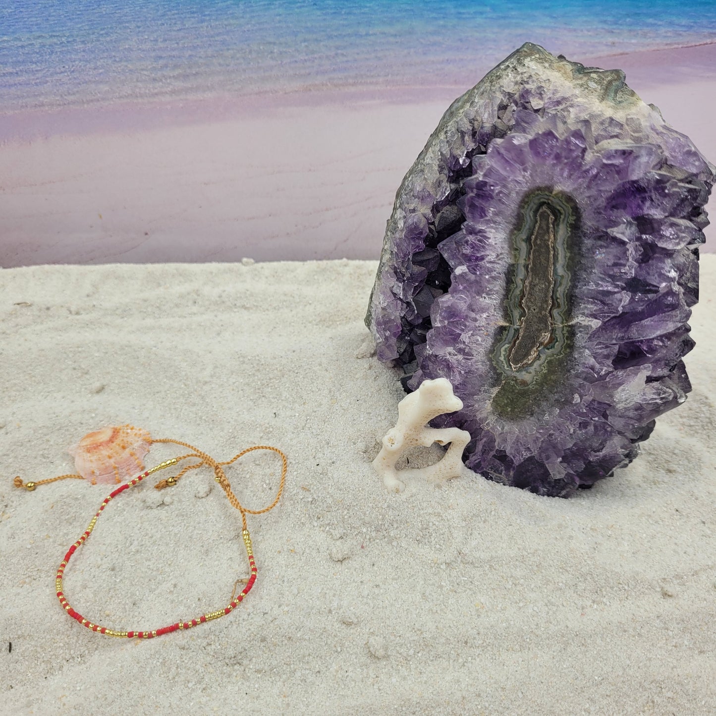 Beads Anklets -Red and Gold