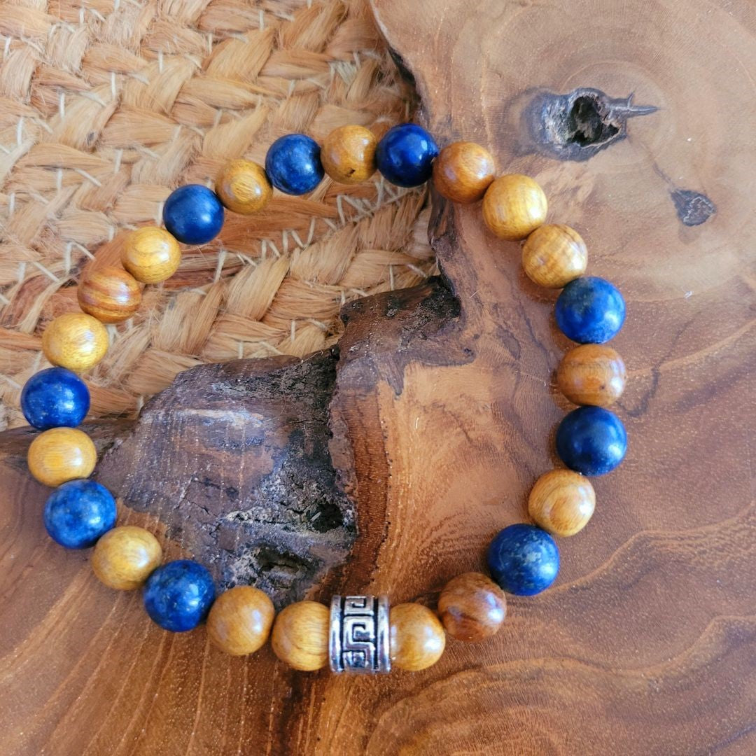 Men's Bracelets Wood & Lapis Lazuly