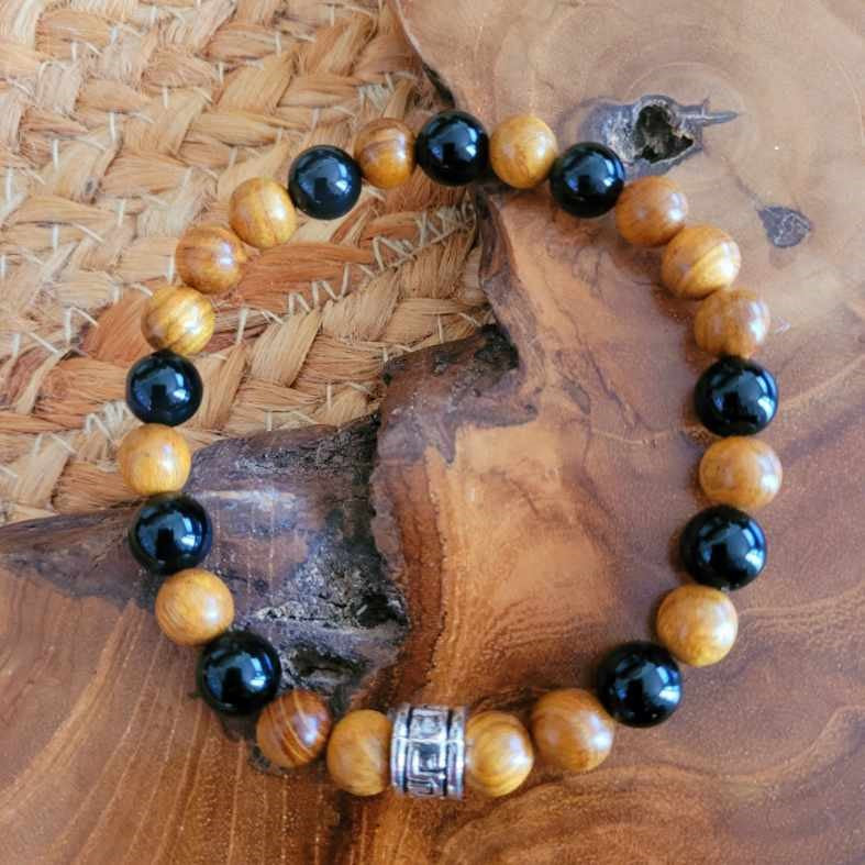 Men's Bracelets Wood & Obsidian