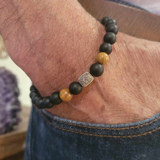 Men's Bracelets Onyx & Wood