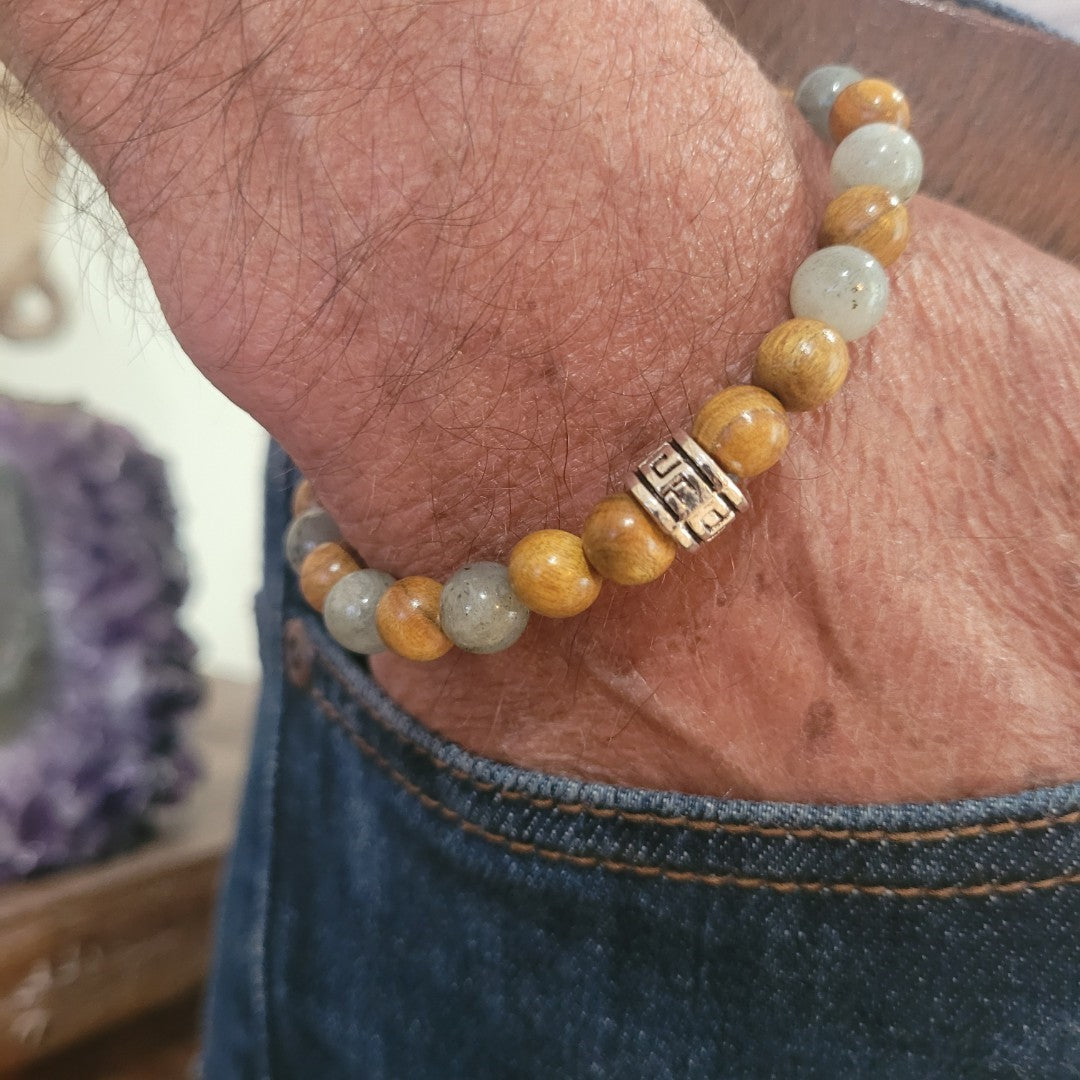 Men's Bracelets Wood & Labradorite
