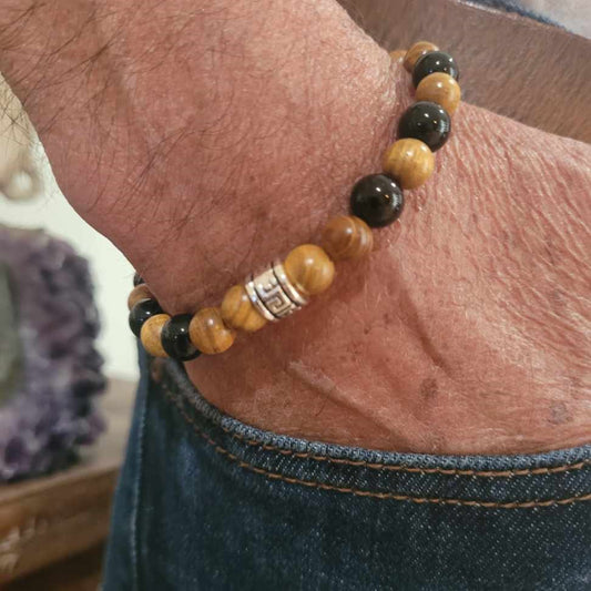 Men's Bracelets Wood & Obsidian