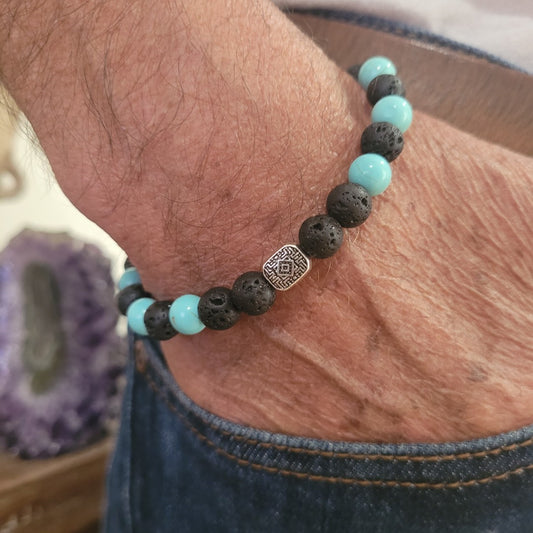 Men's Bracelets Lava & Turquoise