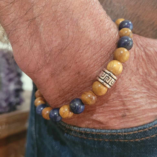 Men's Bracelets Wood & Lapis Lazuly