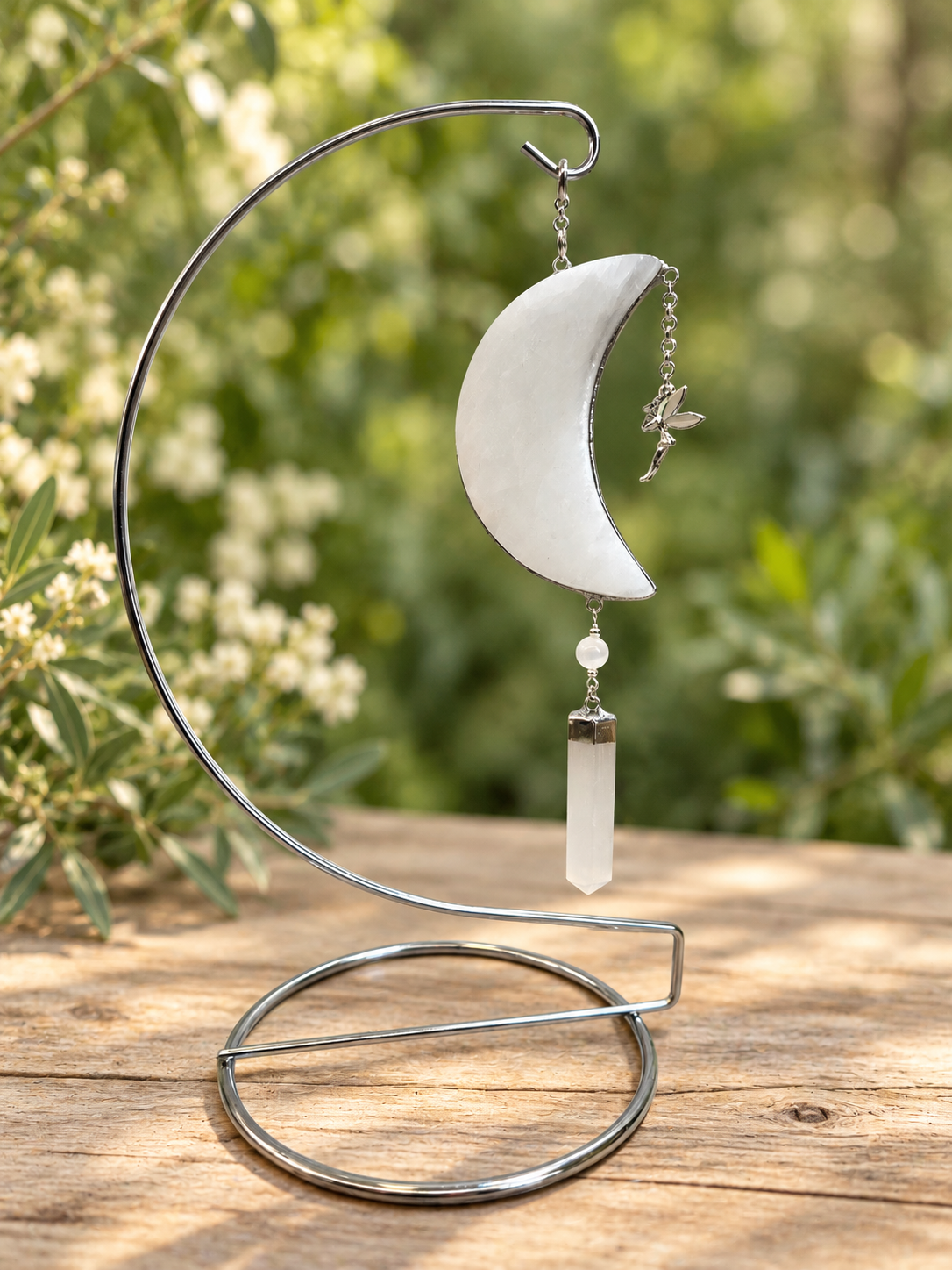 Selenite Moon with Stand
